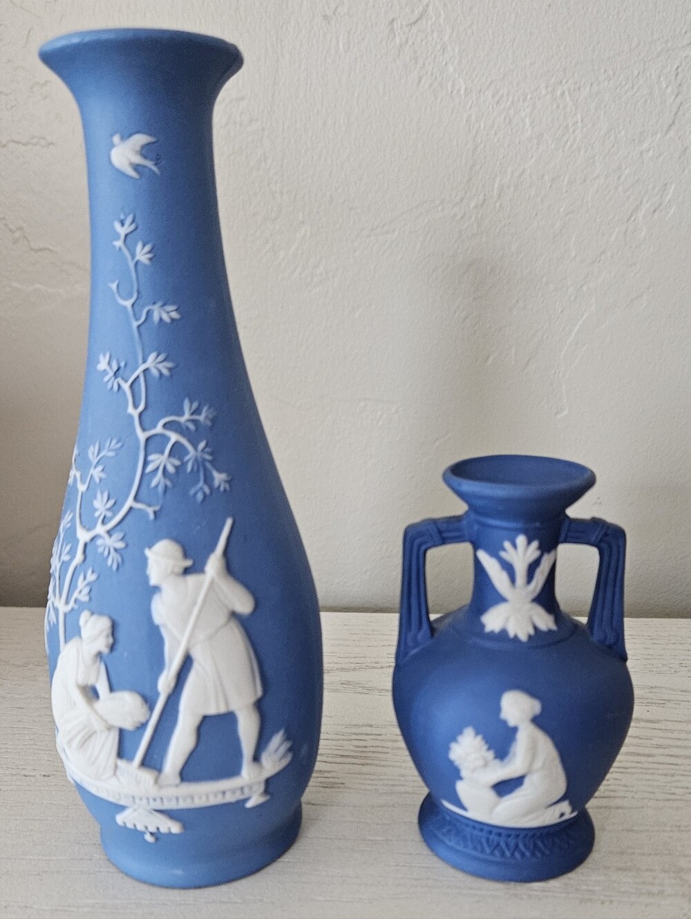 Vintage Jasperware 3 5/8" Pitcher & 7" Bud Vases Lot of 2